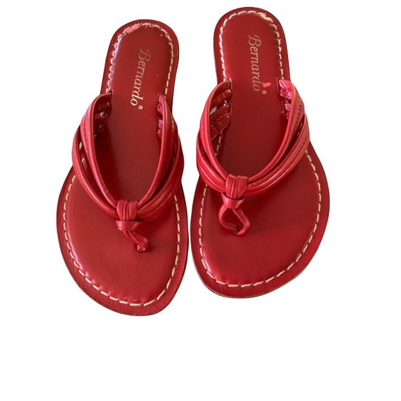 Bernardo Shoes - Bernardo Miami Women's Calf Leather Flip Flops Sandals Brazil Flats Red Sz 8